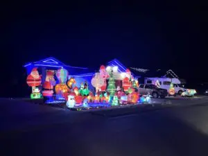 Home with Christmas lights display in City of Summerset, South Dakota