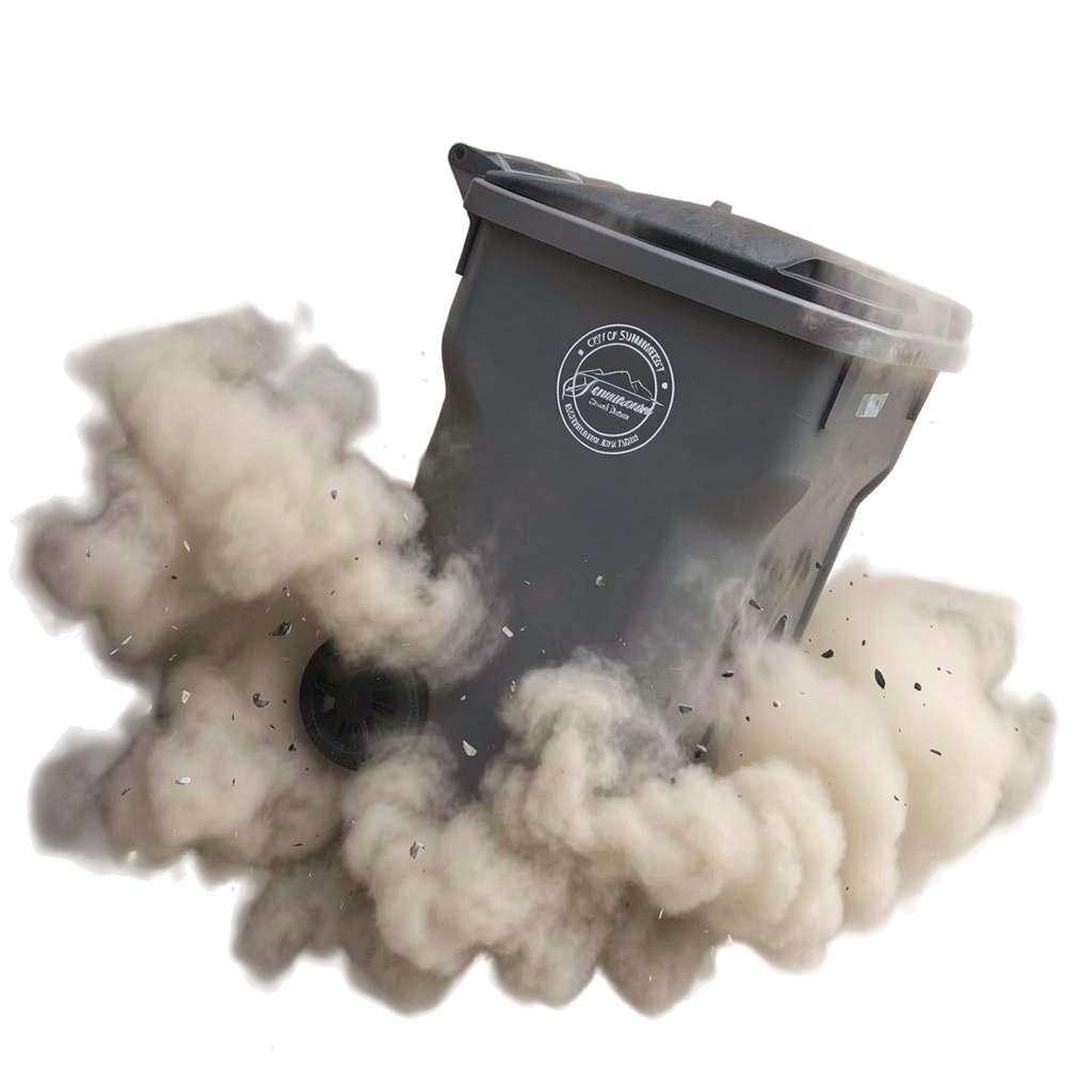 City of Summerset Trash Can with dust below it